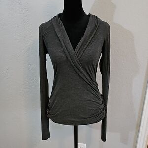 Bailey 44 Charcoal Long Sleeve Wrap Top - Womens Size XS up to Medium